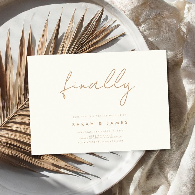 Endlich Modernes Minimalistisches Elfenbein Save t The Date (Von Creator hochgeladen)