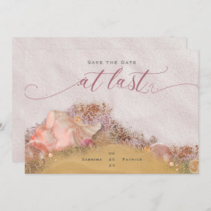 Endlich rosa Sandstrand mit Glitzy Seashells Einladung