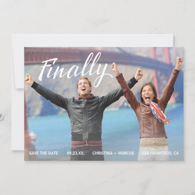 Endlich Save the Date Blue Stripe (Vorderseite)