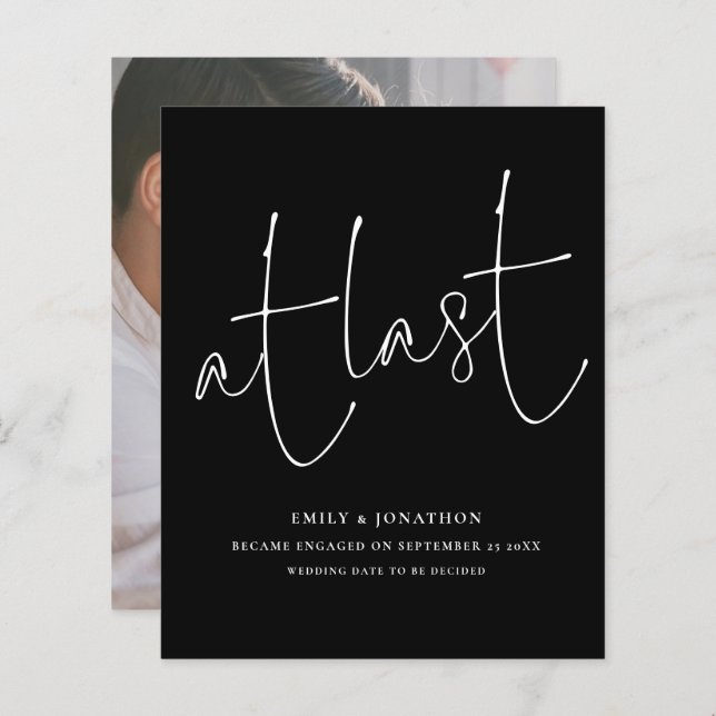 Endlich Schwarzes Skript-Foto-Verlobung (Vorne/Hinten)