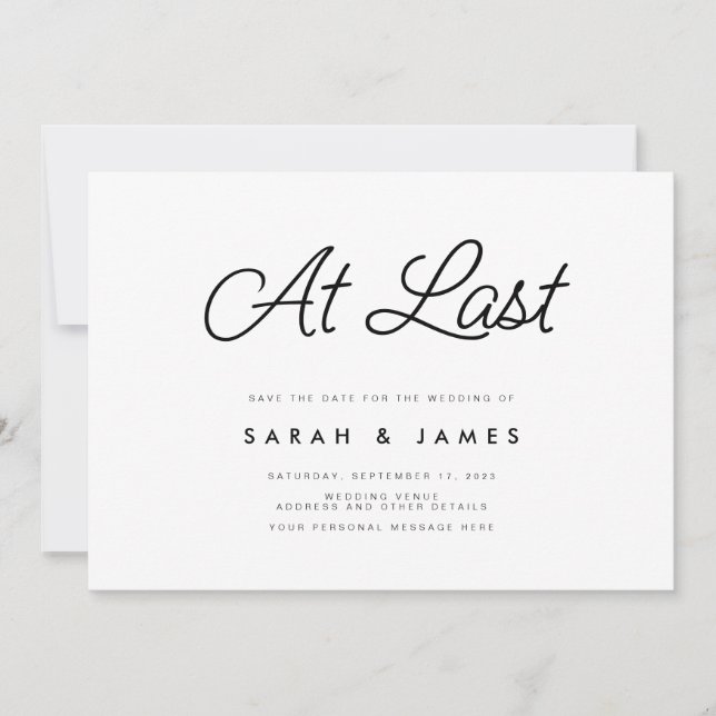 Endlich Script modern Minimalistisch Save The Date (Vorderseite)