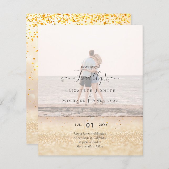 Endlich sind wir Verlobt! Foto der Hochzeitsankünd (Vorne/Hinten)