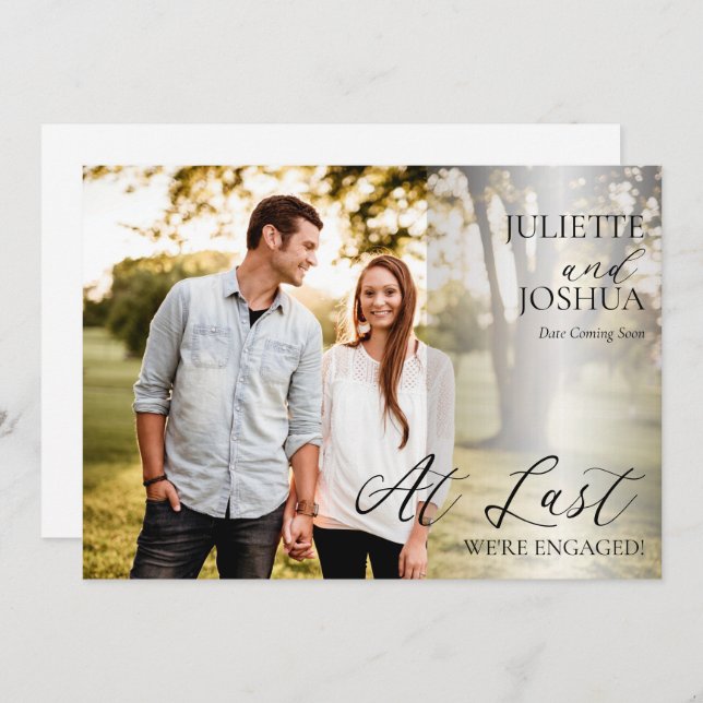 Endlich sind wir Verlobte Foto Verlobung Ankündigung (Vorne/Hinten)