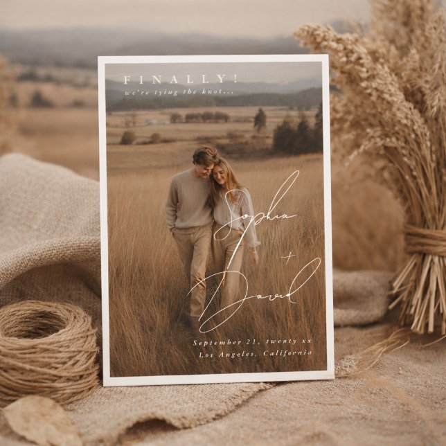 Endlich Skript Elegant NAMEN Foto Hochzeit Save The Date (Von Creator hochgeladen)