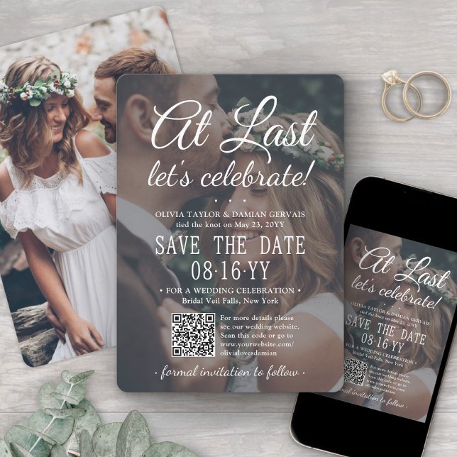 Endlich verzögert Hochzeitsempfang Foto QR Code Save The Date (Von Creator hochgeladen)