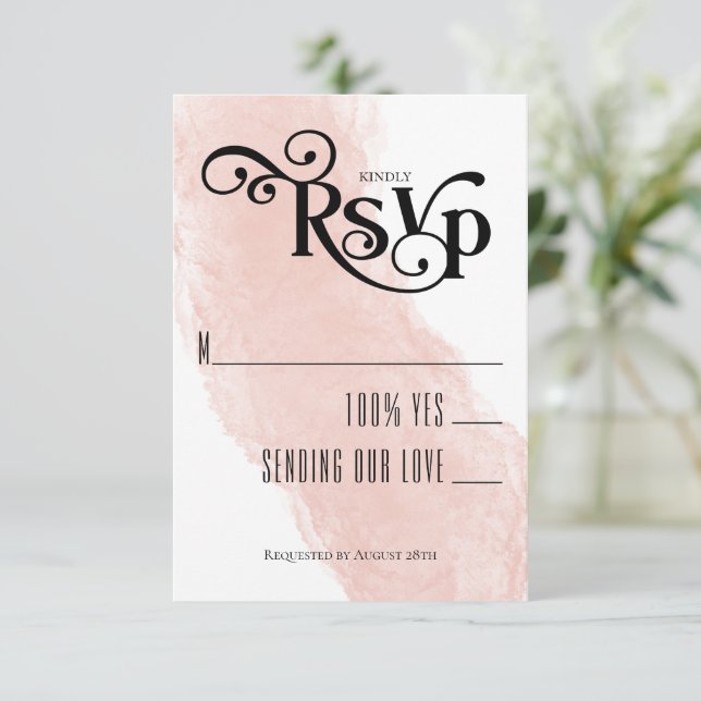 Endlich Wasserfarben-Typografie-Hochzeit RSVP Karte (Stehend Vorderseite)