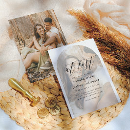 Endlich zarte Kalligraphie & Arch Foto Hochzeit Einladung