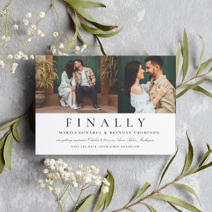 Endlich Zwei Foto Schwarz Weiß Lustige Hochzeit Save The Date