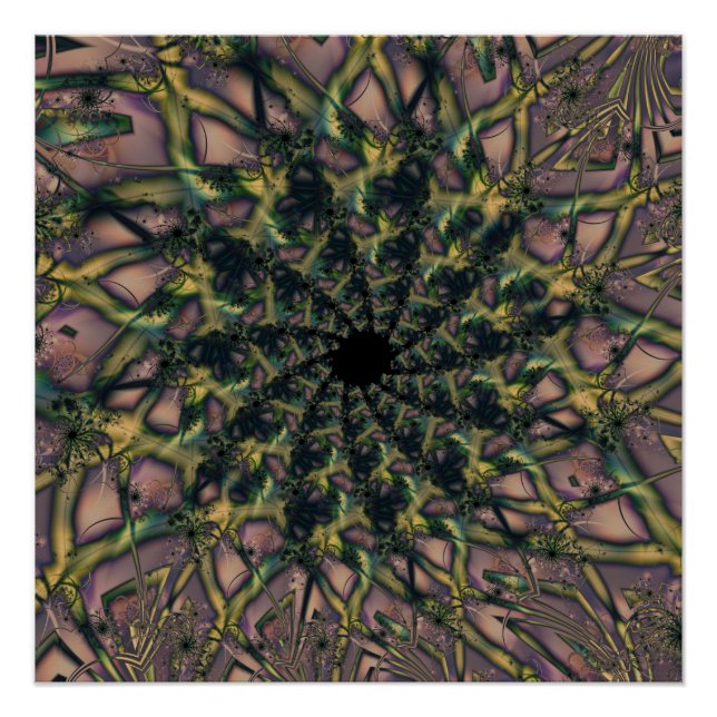 Endlos | Rosa und gelbes Fraktal Art Poster (Vorderseite)