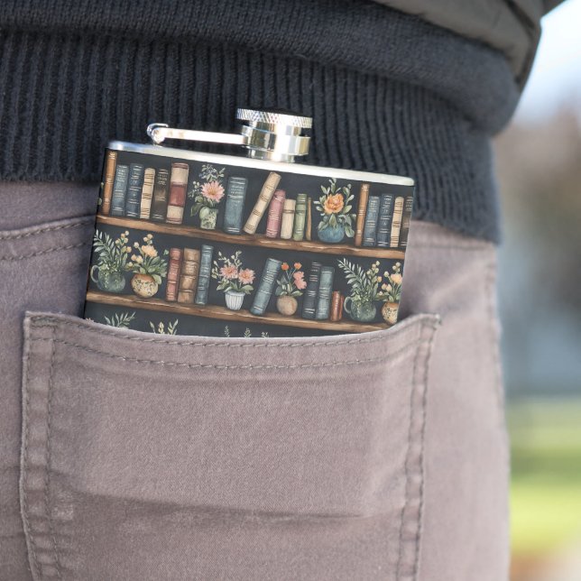 Endlose Bücher Retro Flachmann (Beispiel)
