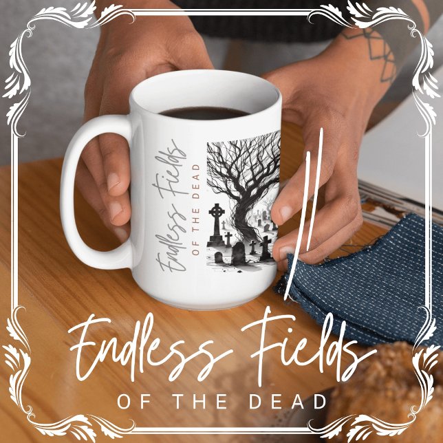 Endlose Felder der Toten Kaffeetasse (Endless Fields of the Dead cover from The Beekeeper Store)