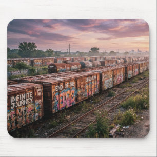 Endlose Reise Urbane Ruinen Graffiti-Zug Mousepad