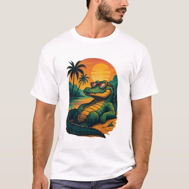 Endlose Sommerkrokodile - Retro T-Shirt (Vorderseite)