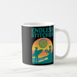 Endlose Stiche Stricken Surfen Retro Sonnenunterga Kaffeetasse