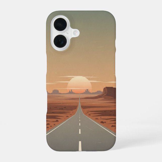 Endlose Wüstenstraße iPhone 16 Hülle (Rückseite)