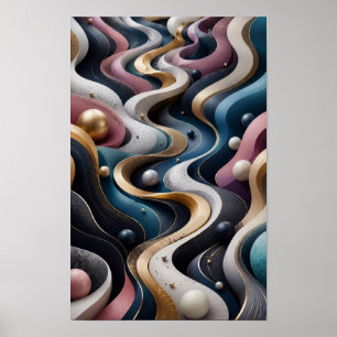 Endloser 3D-Fluss Abstracte Wandkunst Poster