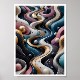Endloser 3D-Fluss Abstracte Wandkunst Poster