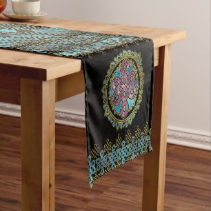 Endloser Knoten in Mandala-Lotus-Form Kurzer Tischläufer