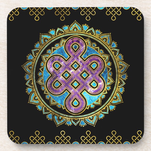 Endloser Knoten in Mandala-Lotus-Form Untersetzer (Vorderseite)