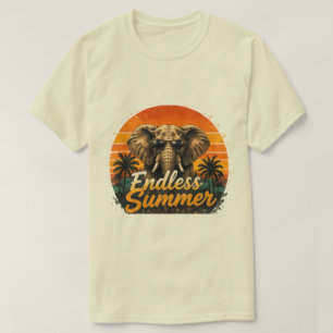Endloser Sommer Elefant Retro Sonnenuntergang Sa T-Shirt