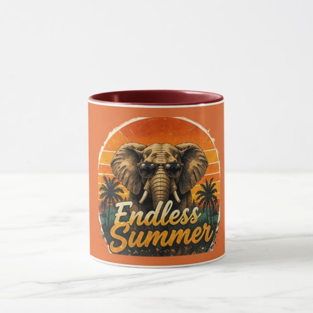Endloser Sommer Elefant Tasse Rot (Zentrum)