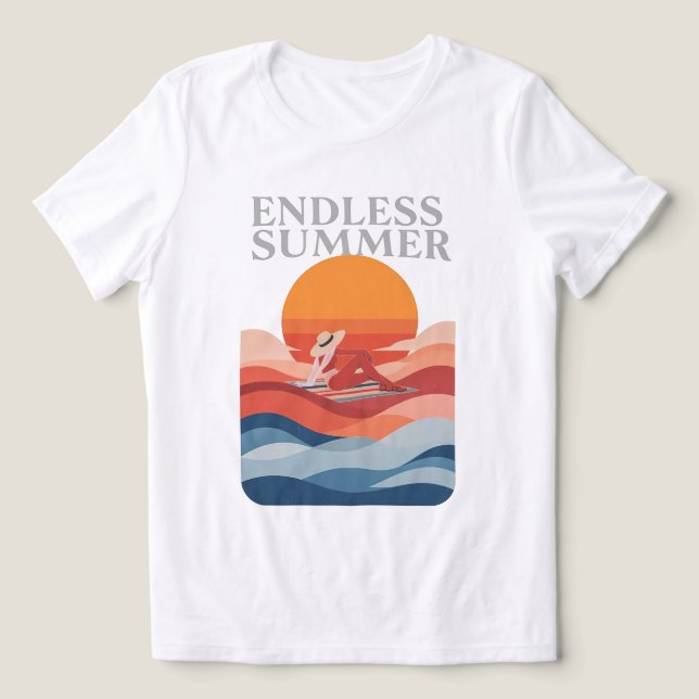 Endloser Sommer - Retro Sunset & Beach Vibes Tri-Blend Shirt (Design Vorderseite)