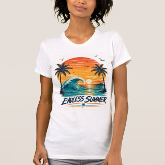 Endloser Sommer | Retro-Tropischer Sonnenuntergang T-Shirt
