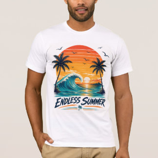 Endloser Sommer | Retro-Tropischer Sonnenuntergang T-Shirt