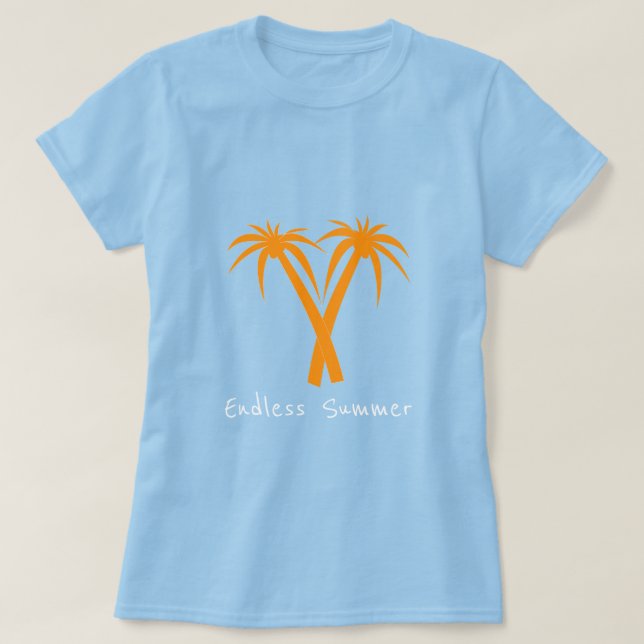 Endloser Sommer Slogan Tropische Palmen Sommer T-Shirt (Design vorne)