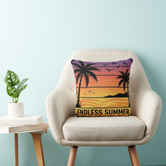 Endloser Sommer Sonnenuntergang Tropischer Wurf Ki Kissen