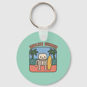 Endloser Sommer-Surfing-Skelett Retro-Strand-Nosta Schlüsselanhänger