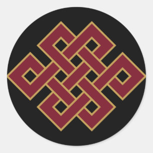 Endloses Knot-Buddhismus-Symbol Runder Aufkleber