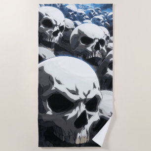 Endloses Schädel Feld Dunkle Illustration Strandtuch