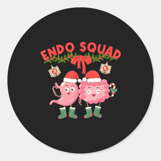 Endo Squad Nurse Stomach Santa Hat Endoscopy Tech  Runder Aufkleber (Vorderseite)