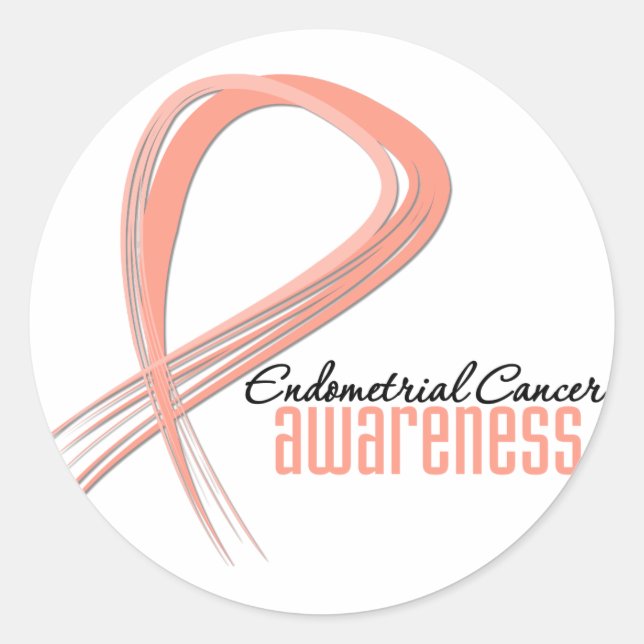 Endometrial Cancer Awareness Grunge Ribbon Runder Aufkleber (Vorderseite)