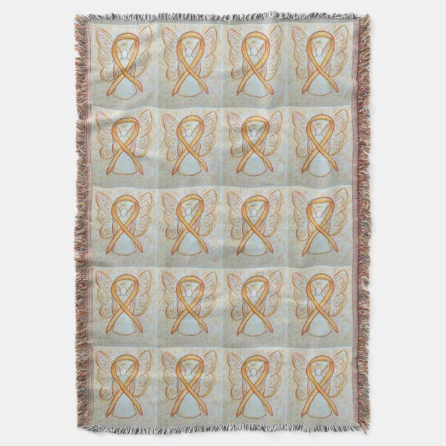 Endometrial Cancer Awareness Ribbon Throw Blankets Decke (Vorderseite Vertikal)