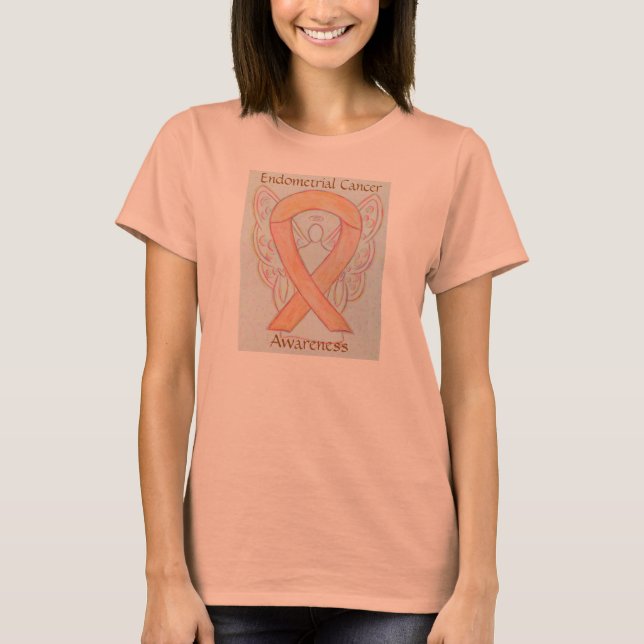 Endometriale Krebsbewusstsein Ribbon Angel Shirt (Vorderseite)
