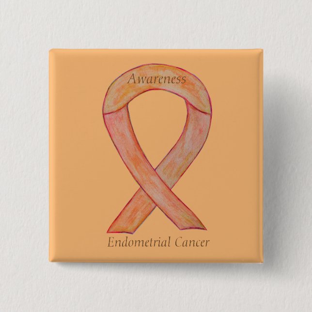 Endometrialer Krebs Peach Awareness Ribbon Buttone Button (Vorderseite)