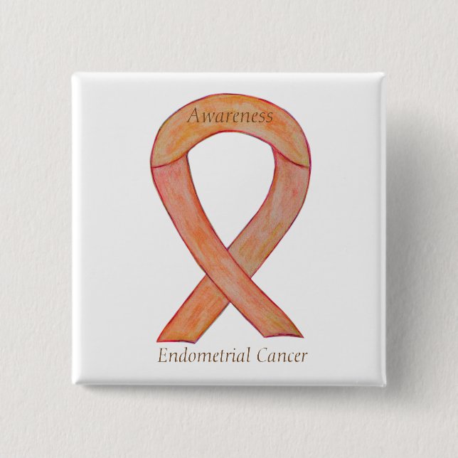 Endometrialer Krebs Peach Awareness Ribbon Buttone Button (Vorderseite)