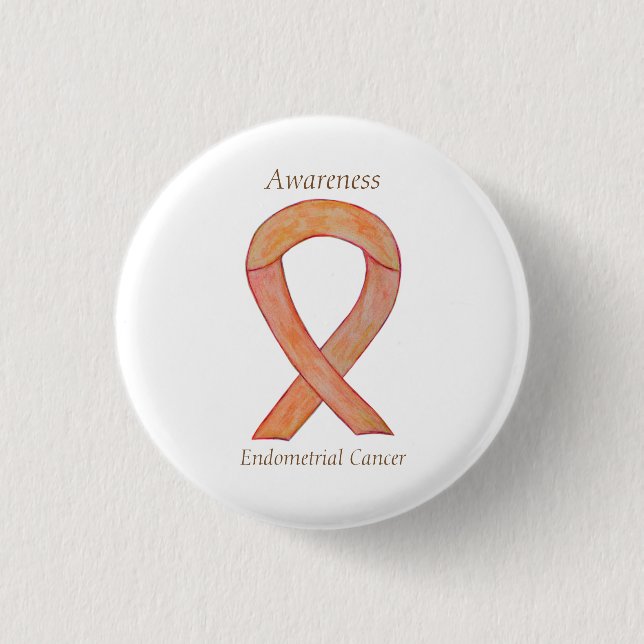 Endometrialer Krebs Peach Awareness Ribbon Buttone Button (Vorderseite)