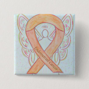 Endometrialer Krebs Peach Awareness Ribbon Buttone Button