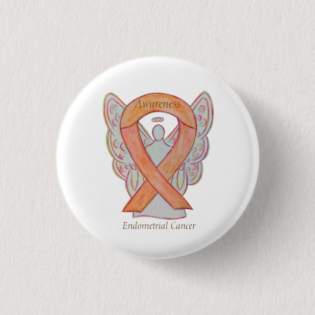 Endometrialer Krebs Peach Awareness Ribbon Buttone Button (Vorderseite)