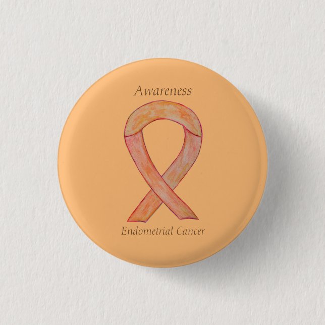 Endometrialer Krebs Peach Awareness Ribbon Buttone Button (Vorderseite)