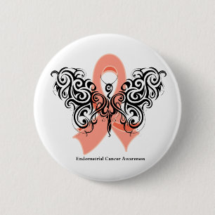 Endometrialer Krebs Stamm Butterfly Ribbon Button