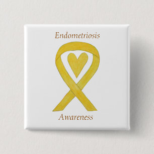 Endometriose Awareness Heart Ribbon Custom Button