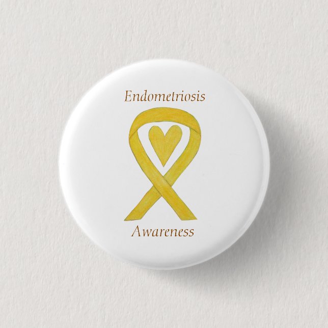 Endometriose Awareness Heart Ribbon Custom Button (Vorderseite)
