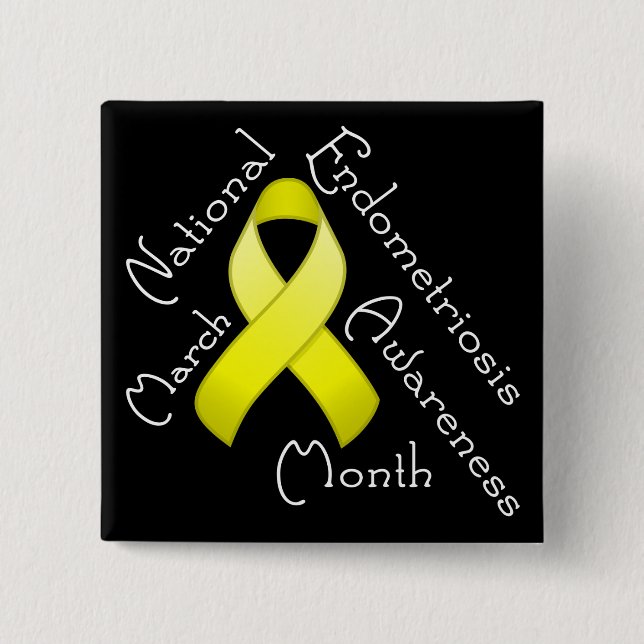 Endometriose Awareness Montag Square Dark Button (Vorderseite)
