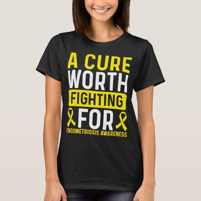 Endometriose Awareness Ribbon Cure Survivor T-Shirt (Vorderseite)