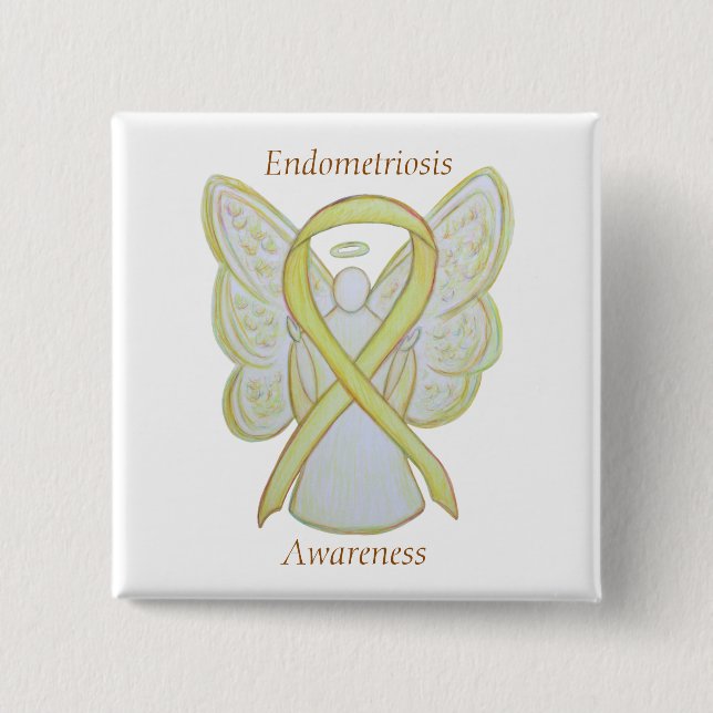 Endometriose Awareness Ribbon Custom Angel Button (Vorderseite)