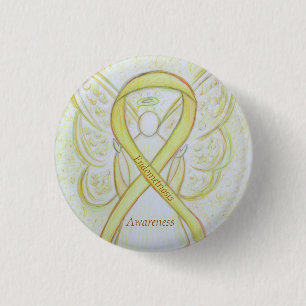Endometriose Awareness Ribbon Custom Angel Button
